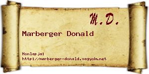 Marberger Donald névjegykártya